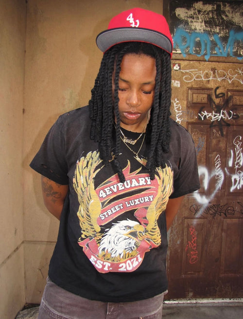 4EVEUARY Black Vintage Eagle Tee